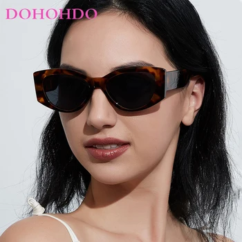 DOHOHDO 2024 Нови Модни Дамски Слънчеви очила с кошачьим око UV400, Класически Ретро Супени Леопардово-Оранжеви Мъжки Слънчеви очила на открито