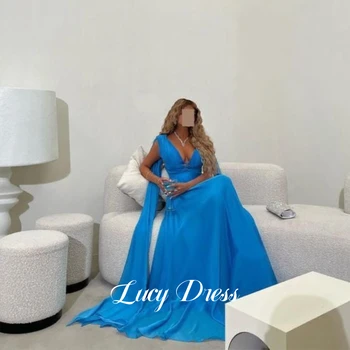 Lucy Blue Дълги Вечерни Рокли за Бала Дамски Елегантни рокли От Шифон Eid Al-fitr Grace Елегантна Сватбена рокля за гости Es Party