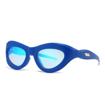 Y2K Pink Ретро Луксозна марка, дизайнерски слънчеви очила с кошачьим око, женски за мъже, трендови слънчеви очила в голяма рамка, в стил пънк, спортни очила