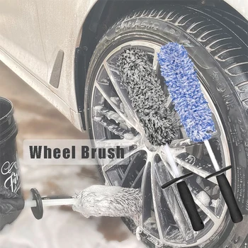 Автомивка Super Brush Четка за колела от микрофибър премиум-клас, нескользящая мека дръжка, лесно почистваща спици за автомобилни колела, автомобилни аксесоари