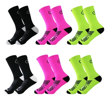Висококачествени спортни чорапи професионално марка, дишащи чорапи за шоссейного колоездене за мъже и жени, спортни чорапи за колоездене на открито, състезания чорапи за колоездене