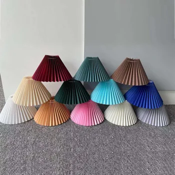 Качествен лампа от плисирана плат с метални рамки в различни цветове, за настолна лампа, подово осветление