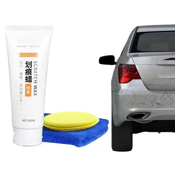 Кола восък за премахване на драскотини, съставката за полиране, 100 мл, за изсушаване на автомобили кърпа и гъба, възстановява матов блясък.