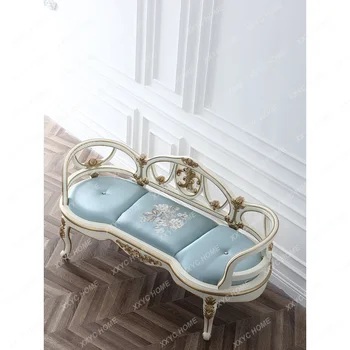 Мебели в европейски стил, легло от масивно дърво, Столче за спални, кърпа, ръчно изработени, Задната част на баба, Лесен нощни табуретка