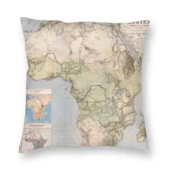 Реколта Карта на Африка, калъфка за възглавница, 45x45 см, начало декор, възглавница с 3D принтом за кола, двустранен