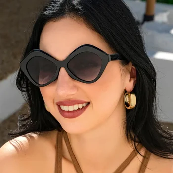 Ретро мулти фасетиран слънчеви очила в голяма рамка, Мъже и жени, Европа и Америка, Неправилни Червени Мрежести слънчеви очила, Очила с кръгли лица.