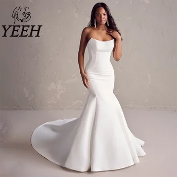 Сватбена рокля YEEH, Елегантна сватбена рокля на Русалка от сатен в стил бохо, подвижна панделка с открити рамене, Vestido De Noiva за булката