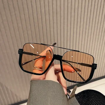Слънчеви очила с двойна греда в голяма рамка, за Корейската версия на слънчеви очила нова ретро индивидуалност слънчеви очила с защита от uv долната половина на рамки