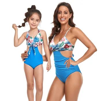 Нов бански костюм за родители и деца с отворен гръб, бързо съхнещи плажни панталони, бански с цветен принтом, блокиране бански