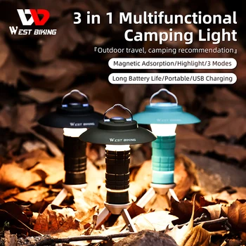 2023 НОВ Многофункционален Портативен Лампа за къмпинг, която се презарежда чрез USB, 3 режима на осветление, Лампа за палатка, Открит фенерче с магнитна основа