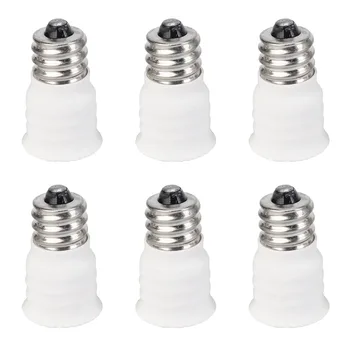 6-опаковъчен конвертор бяла лампа E12 в E14, държач за led лампи, адаптер за лампата, работа на смени гнездо, високо качество