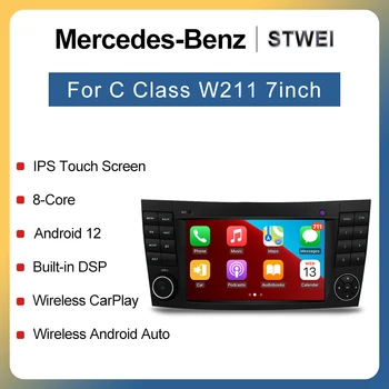 7-инчов Android 12 4G GPS Навигация Bluetooth автомагнитола Apple Carplay за Mercedes Benz E-Class W211 Автомобилни видео плейъри Мултимедия