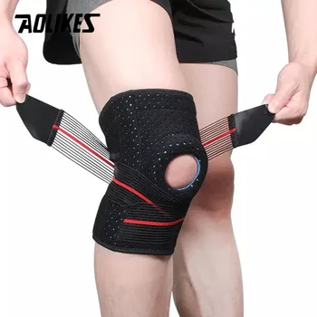 AOLIKES 1 бр. Наколенник Професионална Спортна защита за подкрепа на коляното Гел Тампон върху коляното Защитен бандажный каишка joelheira