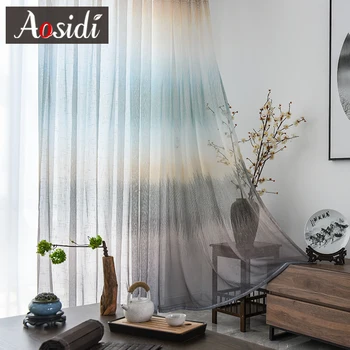 AOSIDI Модерни нюанси от ленено тюл Dream Color за дневна, спалня прозорци, ефирни пердета в розово райе с наклон, завеси 3D