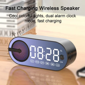 Bluetooth Високоговорител Led Digital alarm clock Безжичен Високоговорител с огледало alarm clock RGB TWS USB Led Огледален Digital alarm clock