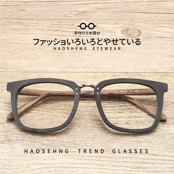 CHFEKUMEET Квадратни Рамки За Очила Дървена Модерен Мъжки Ретро-Оптични Рамки За Очила По Рецепта на Мъжете За Четене При Късогледство Рамки За Очите