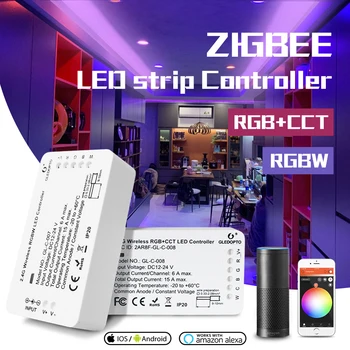 DC12-24V RGB + CCT/RGBW Zigbee Smart WiFi Контролер Led Лента Гласово Управление на Работа с Echo Plus SmartThings ZIGBEE 3.0 ХЪБ