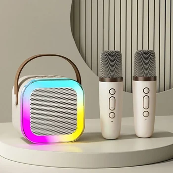 K1 Двойна Караоке Микрофон Bluetooth Високоговорител RGB Light един Високоговорител с мощност 5 W Субуфер Звукова Boombox Поддържа Няколко Режима на въвеждане
