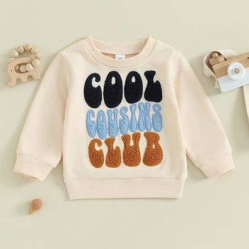 KMBANGI Hoody за малки момичета и момчета с буквенной бродерия, пуловер с кръгло деколте и дълъг ръкав, есенно-зимни ежедневни блузи за деца
