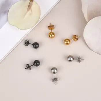 LIEBE ENGEL Модни Сребърни и златни обеци-карамфил от неръждаема стомана, Малки обици-топчета, Реколтата, бижута За подарък