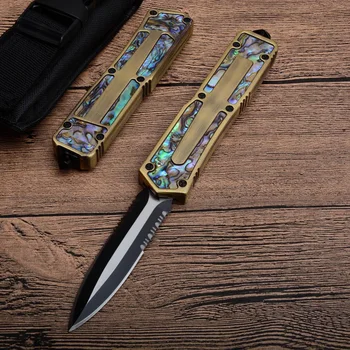 Micro OTF Tech Knife SC Series 440c Нож от авиационен алуминиева сплав твърдост 57HRC, ръкохватка от черупките на морските охлюви, джобен нож за самозащита