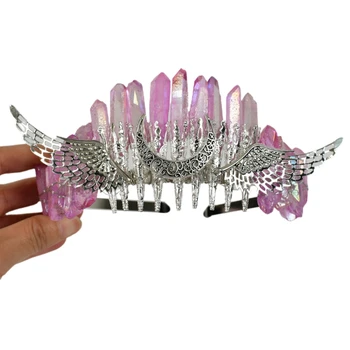 MXMB Женски Розов Crystal за Жени за Младоженци на Сватбеното Парти на Лунна Превръзка На Главата