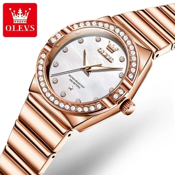 OLEVS 9975 Моден кварцов часовник с кръгла циферблат от неръждаема стомана