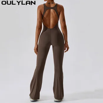 Oulylan Yoga Set, женски тренировъчен костюм за йога, спортни дрехи, дамски спортен гащеризон гащеризон за фитнес, еластични спортни боди