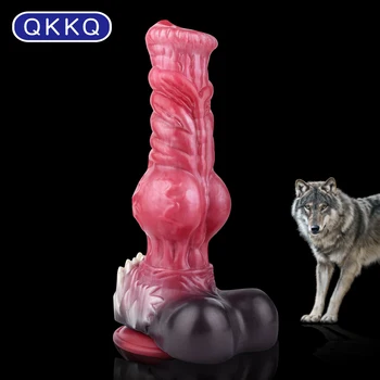 QKKQ Гигантски Вибратор под формата на Вълк, Пенис, Жена мастурбатор, Вибратори под формата на животни, Бърз оргазъм, Анални играчки, за мъже, Секс играчки за жени, лесбийки