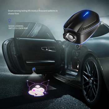 Sanrio Car Атмосфера Light Врата проектор Welcome Light Kuromi Cartoon Hd Usb Smart Infrared Sensing аксесоари за Автомобили в подарък