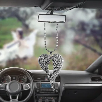 Автомобилна окачване Крило на Ангел Украса огледала за обратно виждане Висящи очарователни декорации в интериора на автомобила автомобилни части празнични подаръци
