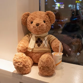 Висококачествена играчка плюшен Kawaii Teddy Bear, сладки плюшени животни, мечета, кукли, подаръци за рожден ден, Подарък за Свети Валентин