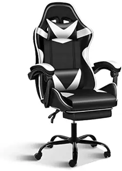 Гоночное видео Стол с възможност за сгъване на облегалката и височина на седалката Игра офис Компютър с висока облегалка Ергономичен Регулируем въртящ се стол с облегалката за глава