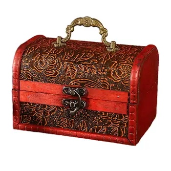 Дървена органайзер за сандъка със съкровища, декорация за дома в ретро стил, ковчег на паметта, бижута
