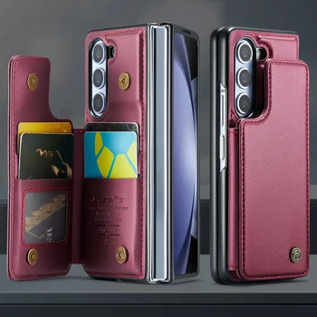 за samsung z fold 5 Функция на Чантата Кожен Калъф-награда за Samsung Galaxy Z Fold 5 Fold5 5G Джобни Калъфи за телефони с карта