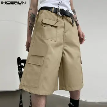 Корейски стил, Нови Мъжки къси Панталони-Карго с Множество джобове, Ежедневни Градинска дрехи, Мъжки Обикновен Универсален Прости шорти S-5XL INCERUN 2023
