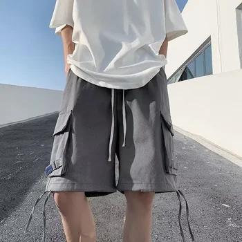 Летни мъжки къси панталони-карго 2023, ежедневни директен мъжки модни градинска дрехи с джобове, къси панталони Harajuku, джоггеры за бягане