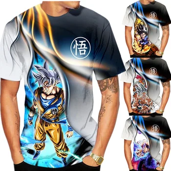 Лятна мода За мъже и жени, тениски с 3D анимационни принтом Dragon Ball Z Harajuku, ризи с къс ръкав, дрехи за двойки големи размери за тийнейджъри