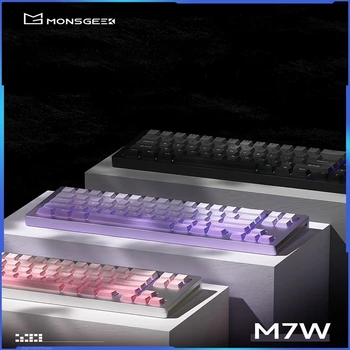 Механична клавиатура Monsgeek M7w Безжична 3-режимная механична клавиатура по поръчка 2,4 g Bluetooth с функция за гореща връзка, структурата на уплътнения, подарък