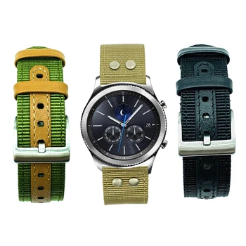 Найлонова каишка за часовник от естествена кожа с нитове 20 mm 22мм за Samsung Smart Watch Galaxy 4 Каишка-гривна