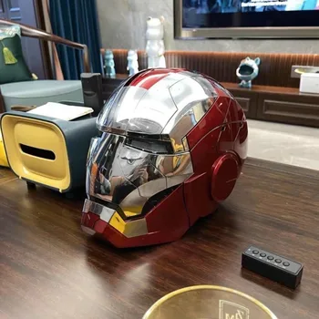 Нова каска Marvel Iron Man Autoking 1/1 Mk5 с дистанционно и гласов контрол, автоматично шлем-маска Железния Човек с led подсветка, подарък за момчета