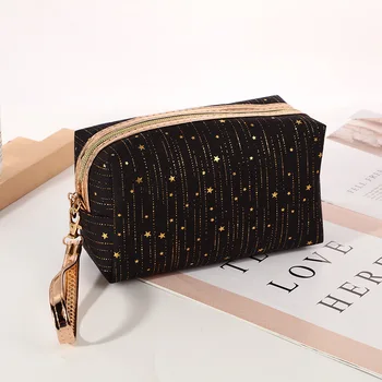 Нова осмоъгълна чанта във формата на звезда със златни релефни 2023 г., козметична чанта за багаж, чанта за пране на мълния, преносима косметичка