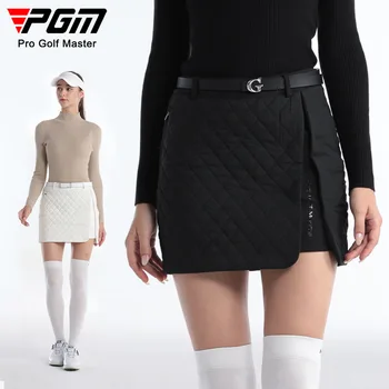 Облекло за голф PGM, дамски памучен къса пола, есен-зима, топла женска пола-полукомбинезон, завернутая пола за бедрата, QZ096