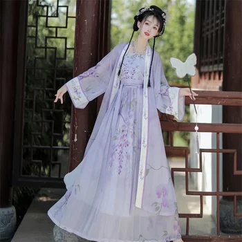 Оригинална рокля Hanfu Женски ежедневното Древния костюм Han Elements Плиссированная пола с дължина до кръста Пролет Лято Рокля Hanfu