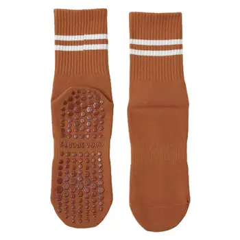 Плетени мини дамски спортни чорапи за йога, шарени разтеглив дишащи памучни дамски чорапи за пилатес в контрастен цвят