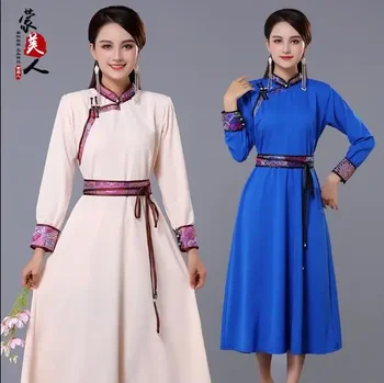 През пролетта на китайски монголски костюми Женствена рокля Модерен етнически танцов костюм Народен Класически