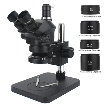 Промишлен Лабораторен Стереомикроскоп Simul-Focus 50X 100X Тринокулярный Микроскоп + 0.5 X 1.0 X 0.7 X 1.5 X 2.0 X Допълнителен Обектив