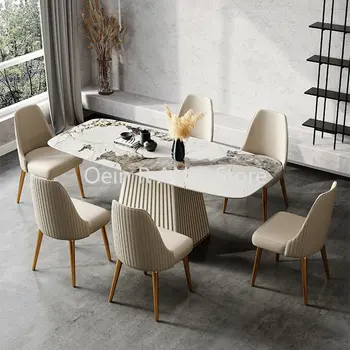Скрин За кухни, спални, трапезни столове Nordic от изкуствена кожа, златни Ергономични трапезни столове, модерно луксозно обзавеждане за дома cadeira WK