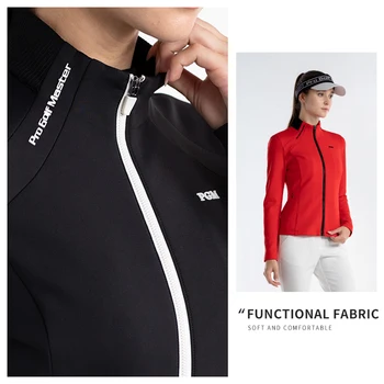 Спортно яке за голф PGM, есенно-зимни дамски ежедневни връхни дрехи за голф, топло и удобно Лесно приталенное дамско спортно палто