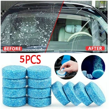 Твърдо средство за почистване на предното стъкло Авто чистачки Шипучие таблетки 5 бр. Спрей за миене на стъкло на тоалетни Аксесоари за Автомобили
